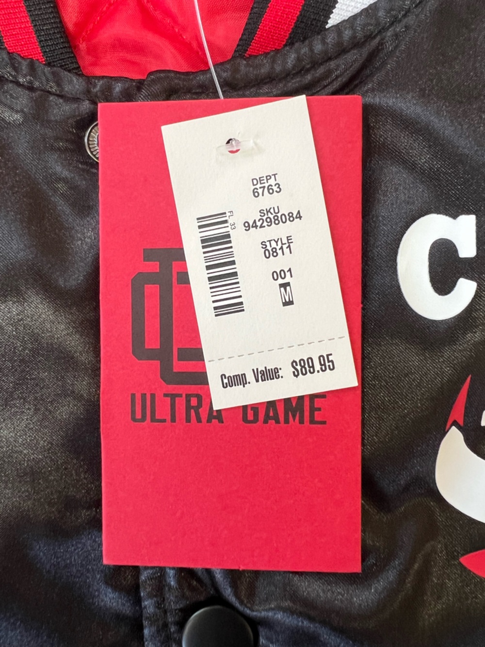 Ultra Game NWT NBA Chicago Bulls Satin Button Up Varsity Jacket, Black/Red, M - Picture 9 of 13